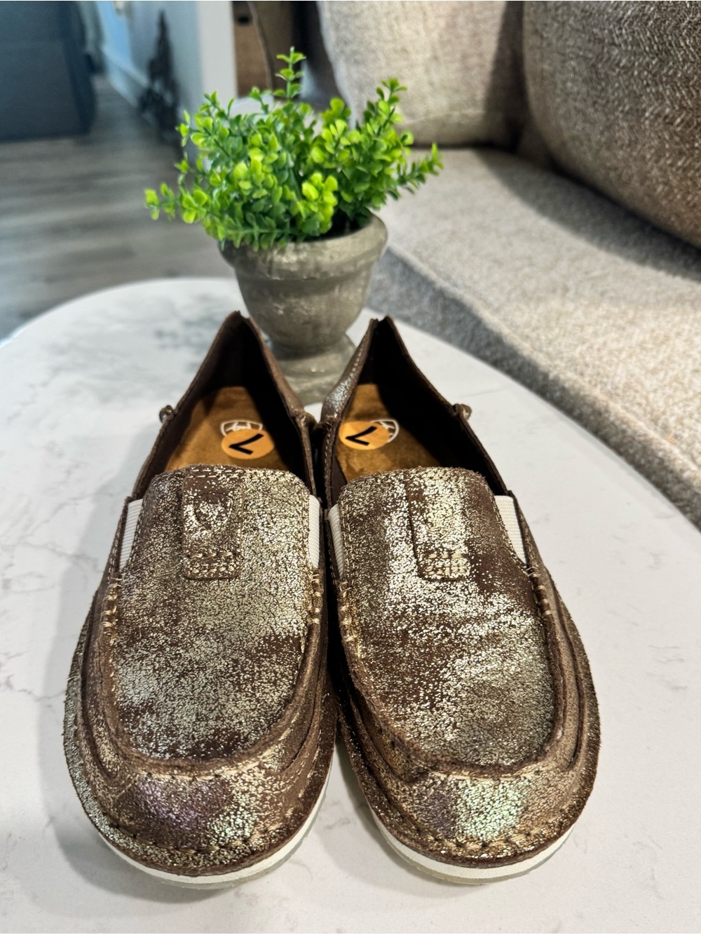 Ariat Metallic Brown Glitter Slip-On Loafers